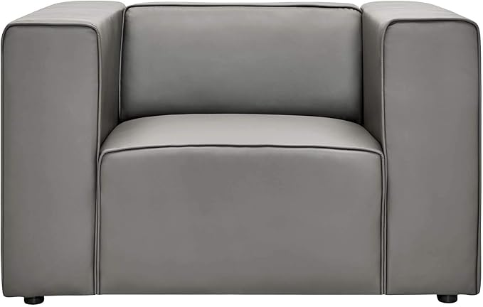 Modway Mingle Vegan Leather Lounge Armchair in Gray