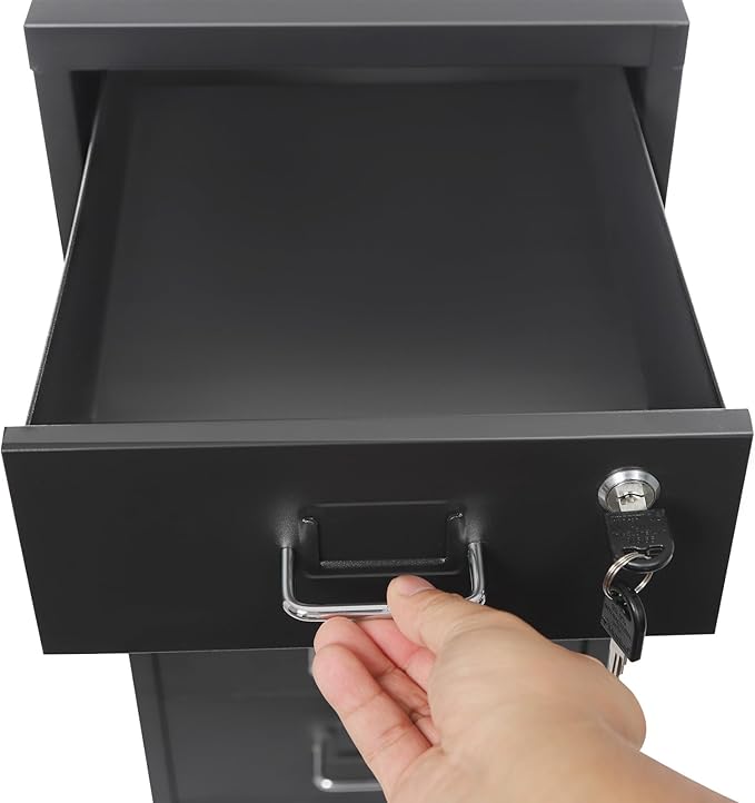 6-Drawer Vertical File Cabinet with Lock Metal Filing Cabinet Mobile Rolling Storage for Legal/Letter/A4 Files Cold-Rolled Steel Construction 17.64-22.05 lbs/Drawer (Black)