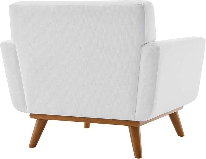 Modway Engage Mid-Century Modern Upholstered Fabric Armchair in White