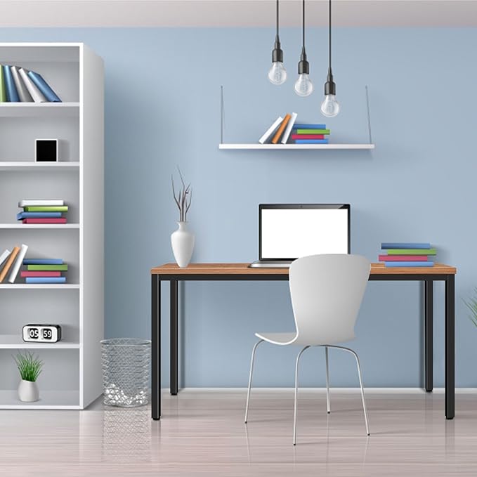 Large Table 24x55 inches Writing Computer Desk Modern Simple Study Desk Industrial Style Laptop Table for Home Office Brown Notebook Desk