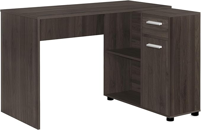 Computer Desk Home Office Corner Storage Drawers 46 l L Shape Work Laptop Brown Laminate Contemporary Modern