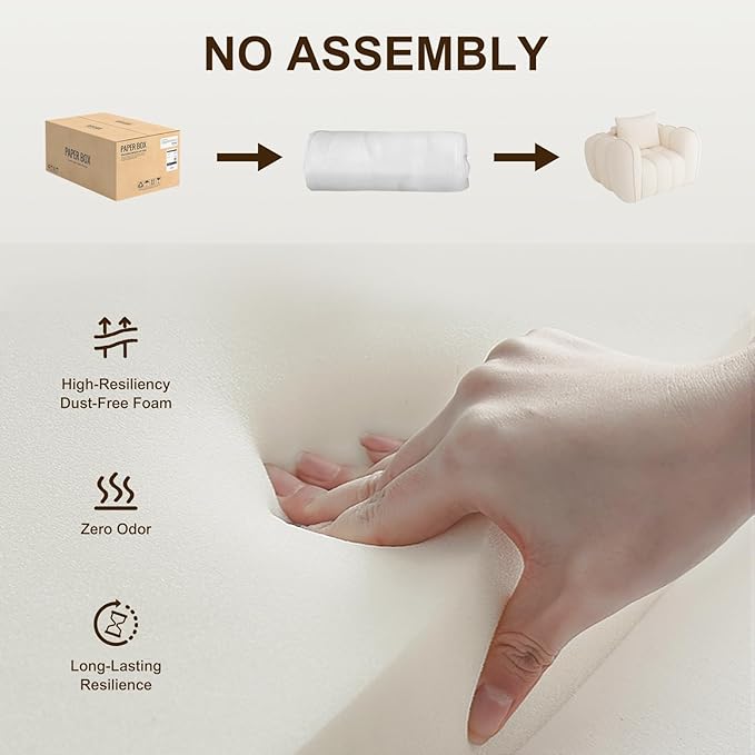 Boneless Cloud Couch with Movable Chaise Ottoman Moudular Sleeper Couch Dual-Core Support Spring &amp High-Resilience Foam 105 Corduroy Couch for Living Room No Assembly Gray