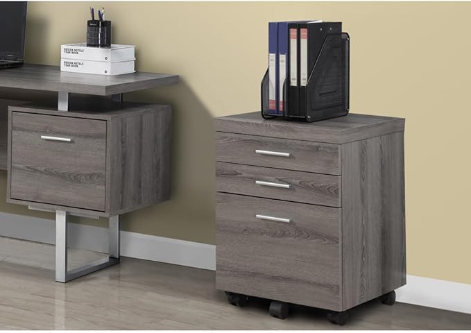 Rolling Mobile 3-Drawer File Storage Cabinet with Silver Colored Drawer Handles Home Office Printer Stand with 5 Casters Easy to Assemble