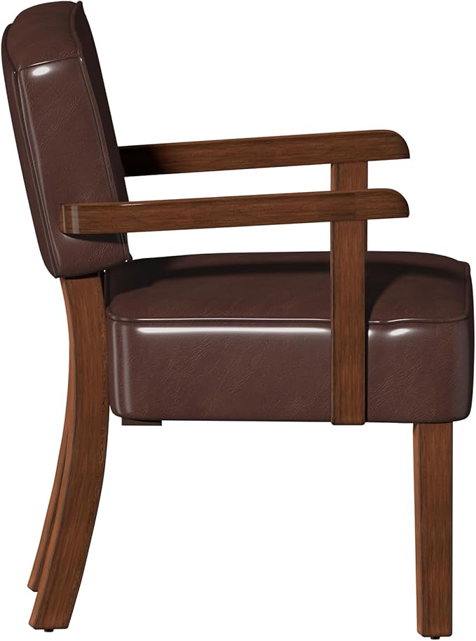 Accent Chair PU Leather Living Room Chairs Oversized with Soft Seat and Armrests Armchair for Bedroom Dinning Reading Waiting Rooms (Leather Cherry)