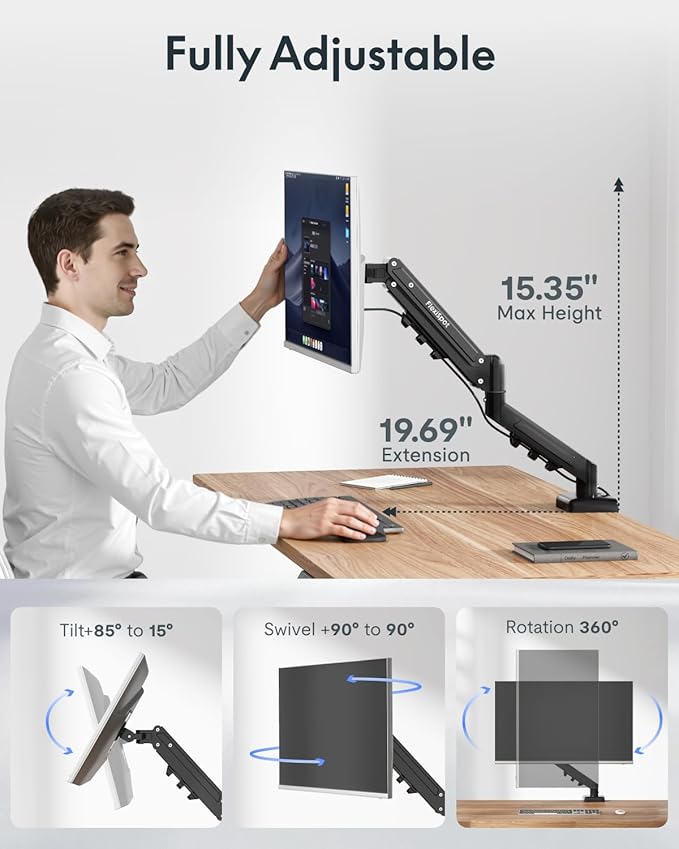 FLEXISPOT EN2 55''x28'' Standing Desk with Monitor Mount Bundle 1 Thick One-Piece Desktop Fully Adjustable Single Monitor Arm with Cable Management Bundle for Home Office Gaming &amp Study Mapl