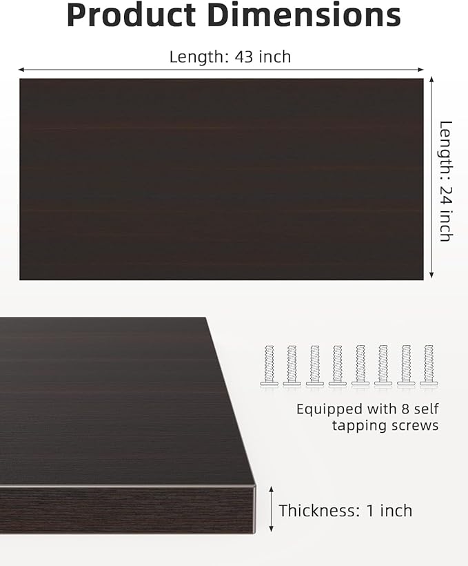 Universal 43 x 24 One-Piece Particle Board Table Top 1 Thick Desktop for Stand Up Height Adjustable Desk Frames Home Office Tabletop Countertop DIY Smokey Oak