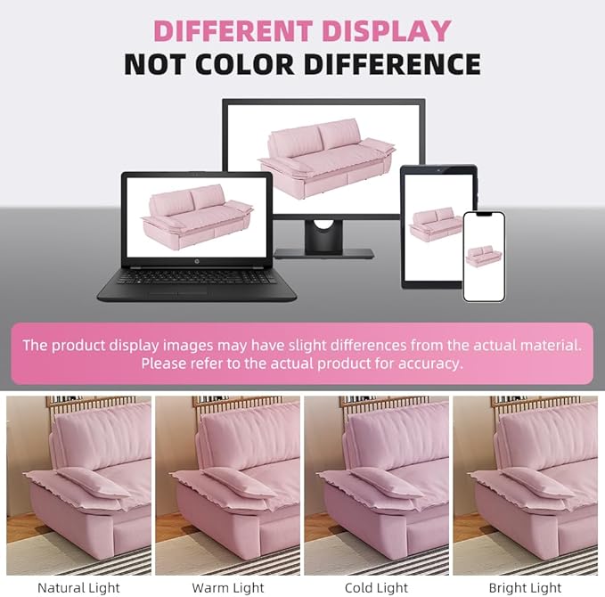 Cilee 73.2 Folding Sofa Bed 3-in-1 Convertible Loveseat Sleeper Sofa Pull Out Futon Sofa Bed Comfy Floor Couch with Storage Pocket &amp 2 Pillows Love Seats Furniture for Living Room Velvet Pi