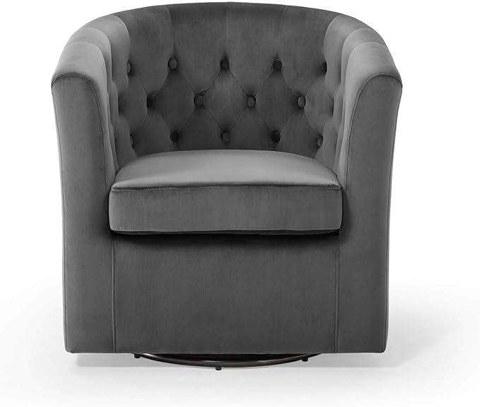 Modway Prospect Tufted Performance Velvet Swivel Armchair Charcoal 28D x 30W x 30H in