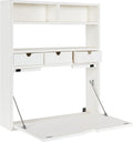 Kate and Laurel Georgie Rustic Wood Floating Desk 26 x 6 x 30 White Transitional Computer Desk for Home Office with Folding Design