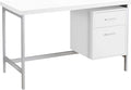 Monarch Specialties Contemporary Laptop Table with Drawer and File Cabinet Home &amp Office Computer Desk-Metal Legs 48 L White-Silver