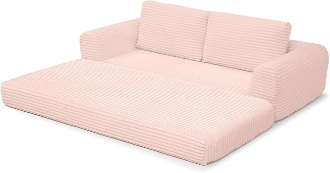 Foldable Boneless Love Seat Couches in a Box Modern Floor Foam Sleeper Sofa Bed 2-in-1 Convertible Cloud Sofa for Home Apartments Bedroom