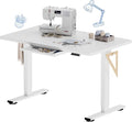 FLEXISPOT Electric Adjustable Workbench 48x30 Inches Ergonomic Worktable with Drawer for Garage Workshop Office and Home Spacious Desktop for Woodworking Sewing and Crafts White 3 Packages