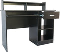 Office Small Computer DeskHome Table with Drawers &amp Storage Shelves Modern Writing DeskStudy Table Workstation (Black)