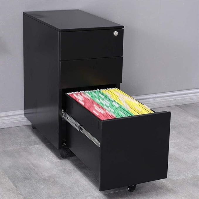 Three-Layer Floor-Standing File Cabinet with Lock | Fully Assembled A4 File Storage Solution