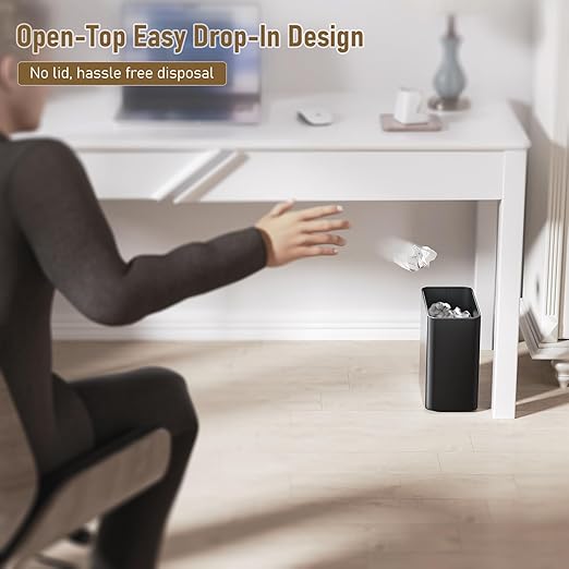 Small Bathroom Trash Can 2.4 Gallon Wastebasket Slim Metal Garbage Can Matte Black Stainless Steel Trash Bin for BedroomOfficeKitchenToilet rv Near Desk Under Sink