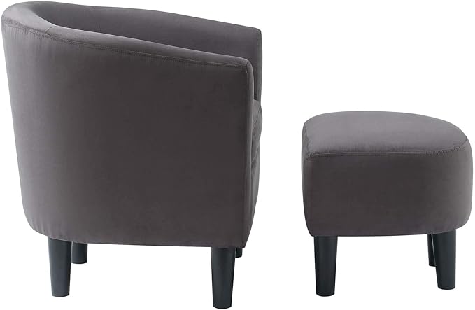 Convenience Concepts Take a Seat Churchill Accent Chair with Ottoman Dark Gray Microfiber