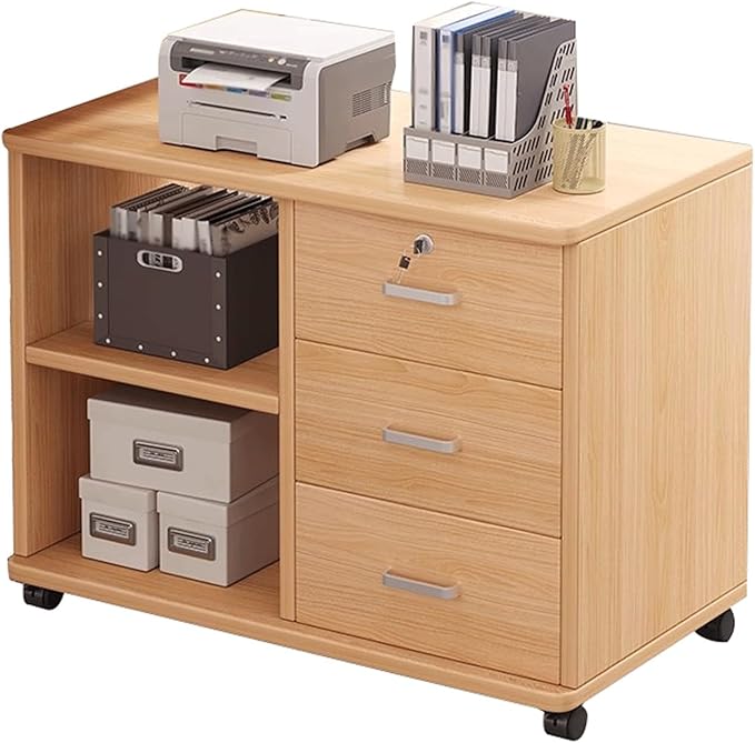 Office Filing Cabinet Under-Desk Storage Cabinets Drawer with Lock Low Cabinet(B)