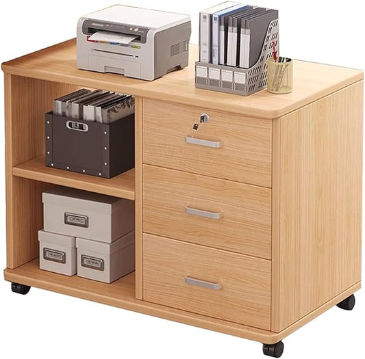 Office Filing Cabinet Under-Desk Storage Cabinets Drawer with Lock Low Cabinet(B)