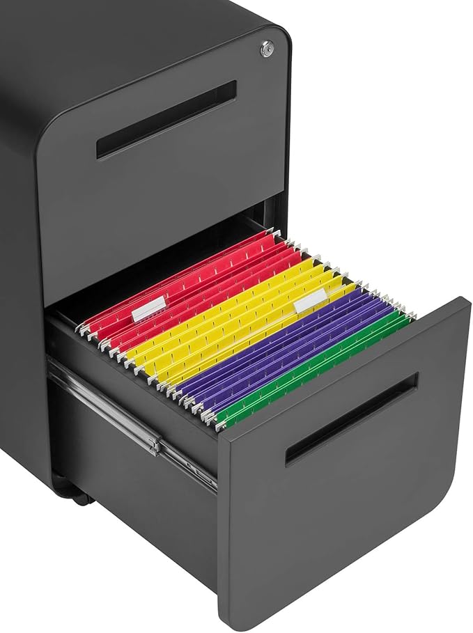 Laura Davidson Furniture Stockpile 2-Drawer Modern Mobile File Cabinet Commercial-Grade (Black/Grey)