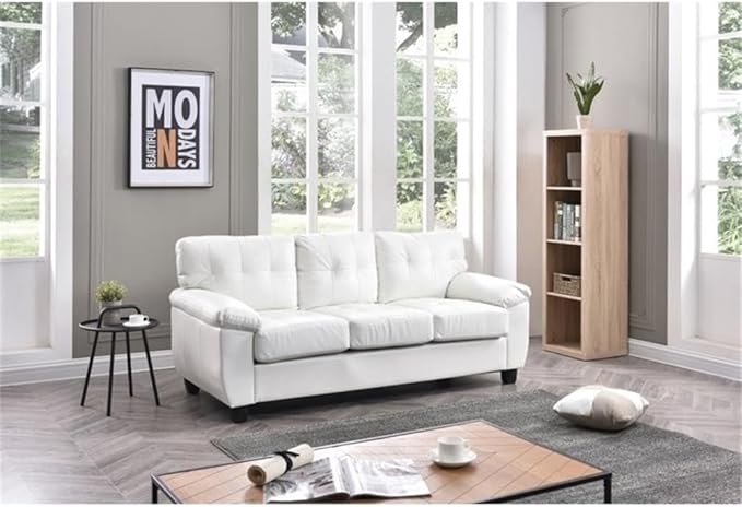 Glory Furniture Gallant Faux Leather Sofa in White