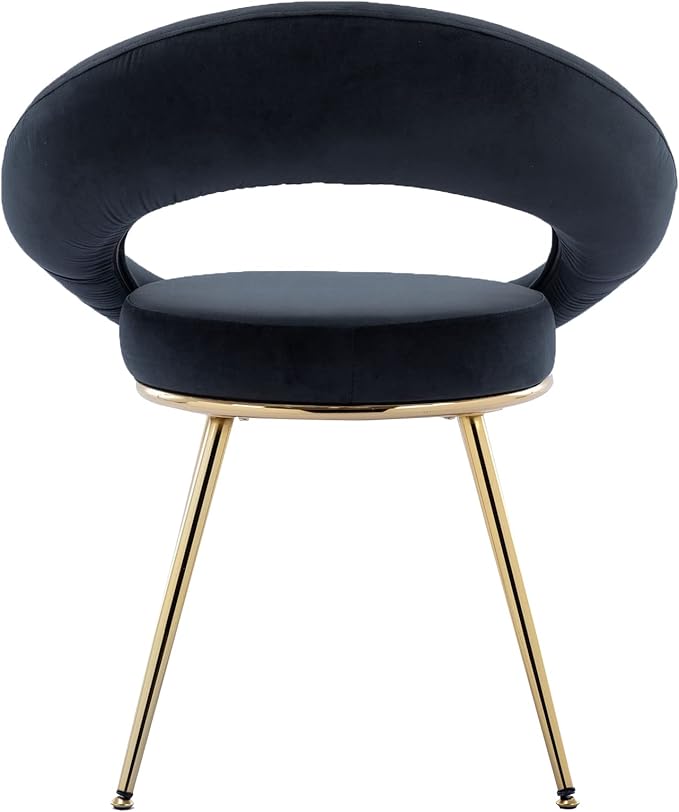 Generic Black Velvet Modern AccentConversation Lounge Chair with Gold Plated Legs Unique AppearanceSuitable for Office Lounge Living RoomSet of 2