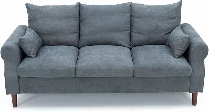 Panana 2 3 5 6 Seater Upholstered Sofa Couch Linen Fabric/Artificial Leather L Shaped Corner Sectional Loveseat Ottoman Modern Living Room Sofa (Gray Linen 3 Seater)