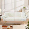 73 Convertible Futon Sofa BedComfy Teddy Fabric Sleeper Couch with 3 Reclining BackrestsGolden Chrome LegsModern Cloud Sofa Loveseat for Small Living Room Office (White-Corduroy)