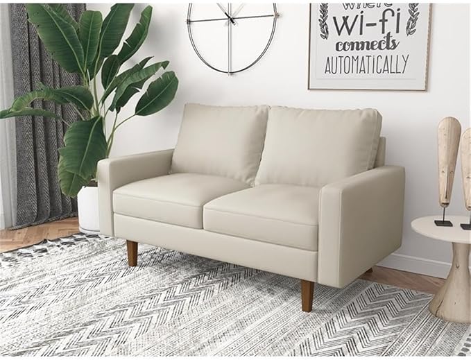 Aneley Faux Leather Living Room Loveseat in White