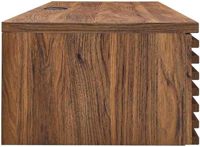 Modway Render Wall Mount Particleboard and Wood Office Desk in Walnut