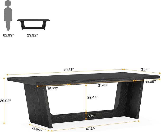 Tribesigns 70.87-Inch Executive Desk Large Wood Desk for Home Office Rustic Study Writing Table with Heavy-Duty Pedestal Extra Long Business Workstation