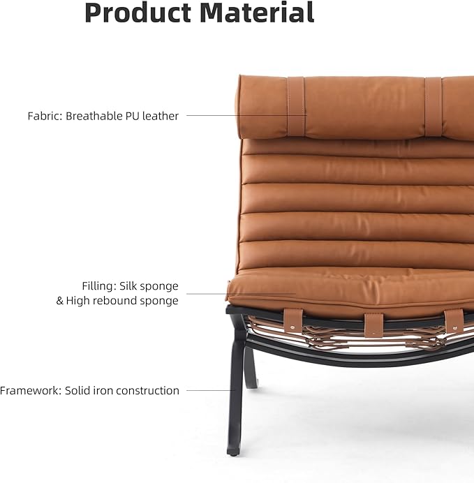Leather Upholstered Armless Chair Modern Design Luxury Lounge Chair (Brown)