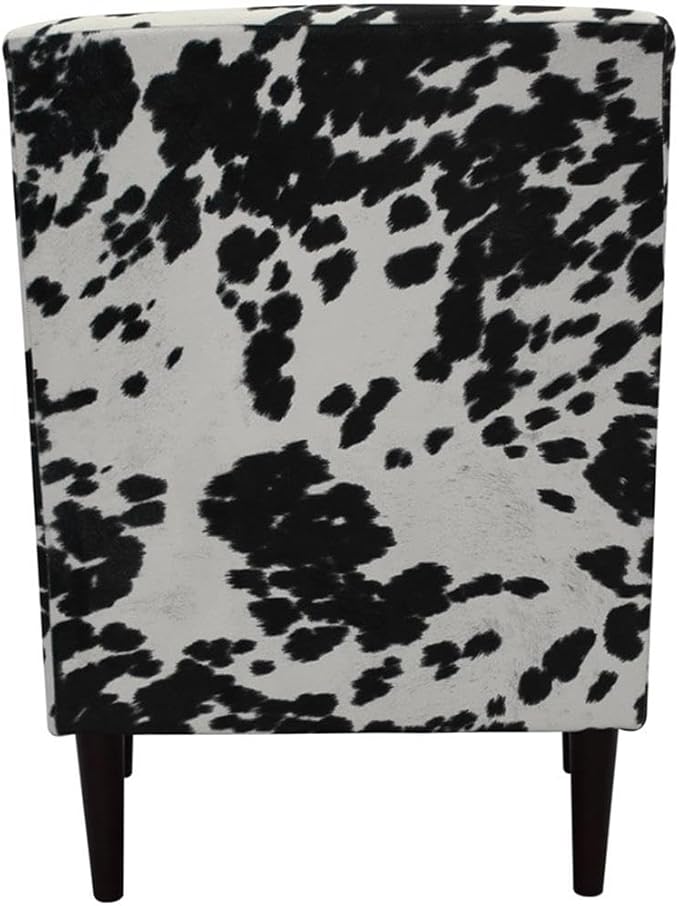 Pemberly Row Traditional Fabric Arm Chair 35 H x 28 W x 30 D Cowhide Black Finish Padded Seat Durable Construction Classic Accent Chair for Living Room or Bedroom Use