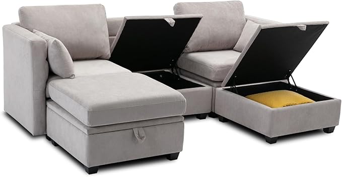 asunflower Armrest Couch with Seats Storage Underneath Comfortable Sinlge Couch with Reclining Arms and Back for Living RoomBedroom with Pillows