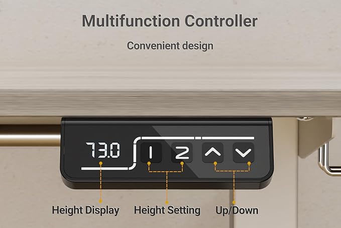 Standing Desk Height Adjustable Electric Desk 47.2 x 23.6 Inches Sit Stand up Desk Computer Home Office Desk Memory Preset with Two-Piece Desktop (Grey Oak Look 48 x 24 Inches)