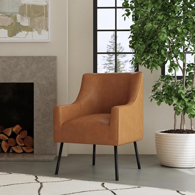 HomePop Modern Faux Leather Modern Accent Chair