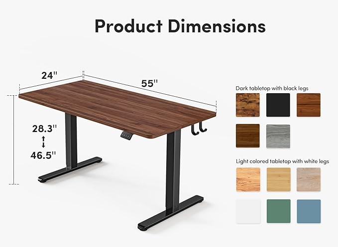 FEZIBO Electric Standing Desk 55 x 24 Inches Height Adjustable Stand up Desk Sit Stand Home Office Desk Computer Desk Black Walnut