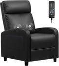 Furniwell Massage Recliner Chair for Living Room Adjustable PU Leather Reclining Chair Home Theater Seating Modern Winback Single Sofa for Adults with Footrest (Leather Black)