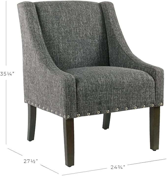 Homepop Home Decor | Upholstered Classic Swoop Arm Accent Chair | Accent Chairs for Living Room &amp Bedroom | Decorative Home Furniture Slate Grey