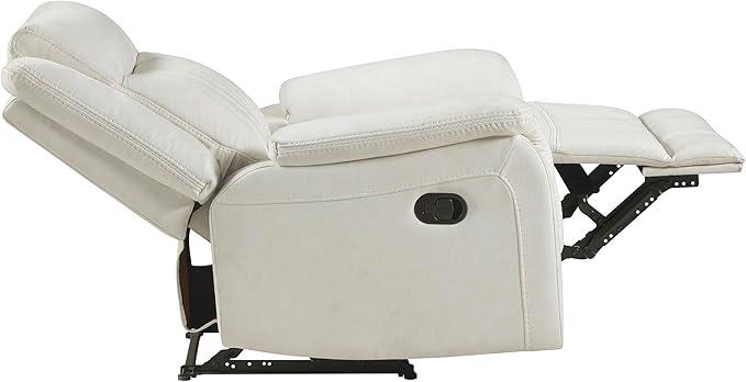 Lexicon Manual Recliner Chair Polished Microfiber Reclining Sofa Chair Home Theater Seating Wall Hugger Manual Recliner for Living Room/Office/Apartment Beige