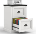 Vertical File Cabinet Filing Cabinet with 2 File Drawers Farmhouse Small File Cabinet Fits Letter/A4 Size Wooden Printer Stand Under Desk Cabinets for Home Office White and Black
