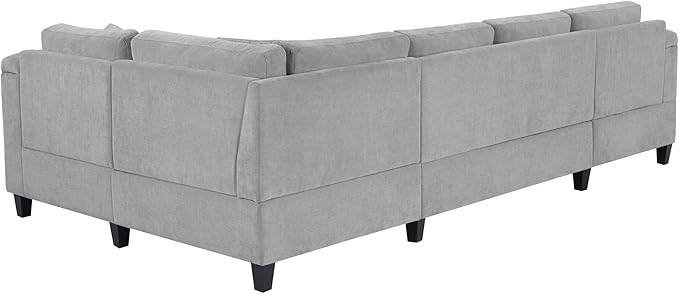 Eafurn Oversized U Shaped Sectional Sofa Tufted Couch w/Left Chaise 6-Seater Chenille Convertible Corner Couches w/Cup Holders Storage Armrest and USB Ports