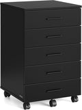 VASAGLE File Cabinet Mobile Pedestal Filing Cabinet with Wheels Printer Stand with 5 Drawers Tool-Free Sliding Rails for Study Home Office Ink Black UOFC081BC02