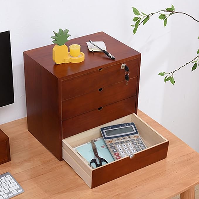 Solid Wood Storage Box Desktop File Cabinet Desk Organizers with LockRustic Dresser Office &amp Home*School Desk Drawers Organizer and Accessories Locking Filing Cabinet 4/5/6 Drawers ( Size : 5