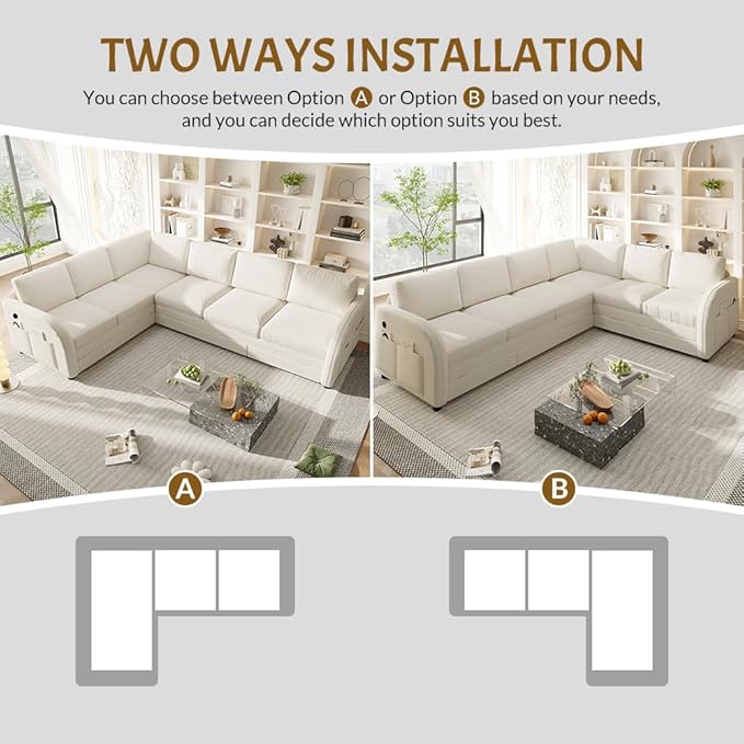 115.2 Sectional Sleeper Sofa with Pull Out Bed Comfy Teddy L Shaped Convertible Sleeper Couch Oversized Modern Modular Deep Seat Cloud Couches with USB Ports for Living Room Beige White