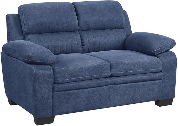 Blue 58-Inches Love Seat with Textured Fabric Upholstery Small Comfy Couch for Living Room Relaxing Seating and Stylish Décor