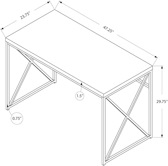 Grey Laminate Contemporary Computer Desk - Modern Home Office Laptop Table for Small Spaces