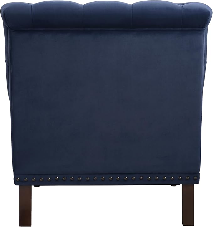 Luxurious Living Room Chair 1pc Blue Upholstered Button Tufted Nailhead Trim Modern Living Room Furniture