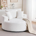 KEIKI Oversized 360 Degree Swivel Chair Large Barrel Chairs Upholstered Round Swivel Chair Chenille Single Sofa Armchair Sleeper Chair for Living Room Lounge Beige