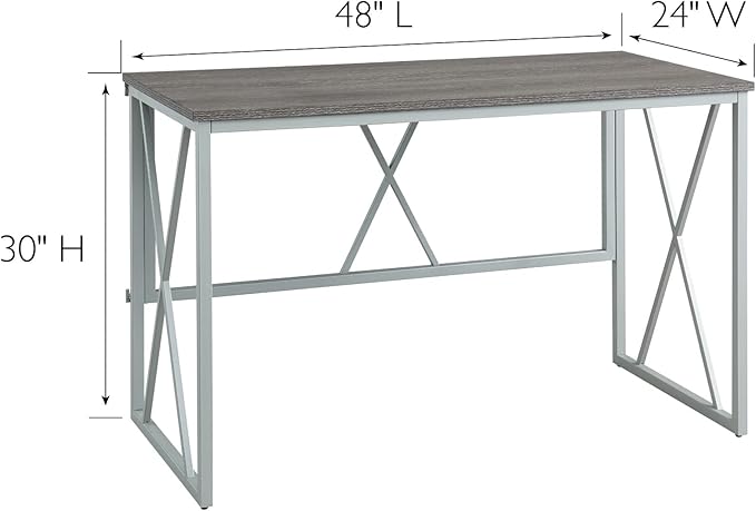 Leick Home Collapsible X Writing Computer Desk Space Saving for Bedroom Home Office Small Spaces Fully Assembled in Weathered Wood/Satin Nickel 70002-WWNK