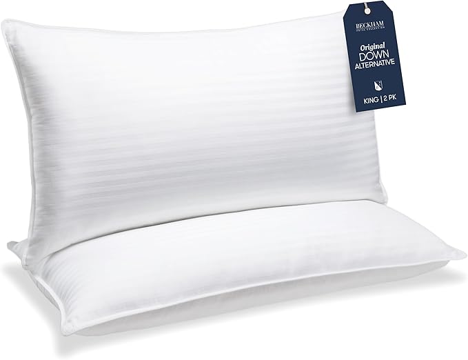 Beckham Hotel Collection Bed Pillows King Size Set of 2 - Down Alternative Pillow for Back Stomach or Side Sleepers